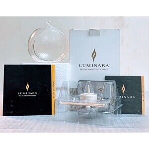 Luminara Real Flame Tea Light Candle Silver Berry Wreath Ornament w Remote New